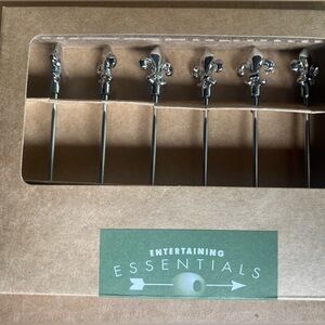 Cork pops fleur de leis stainless steel cocktail appetizer sticks